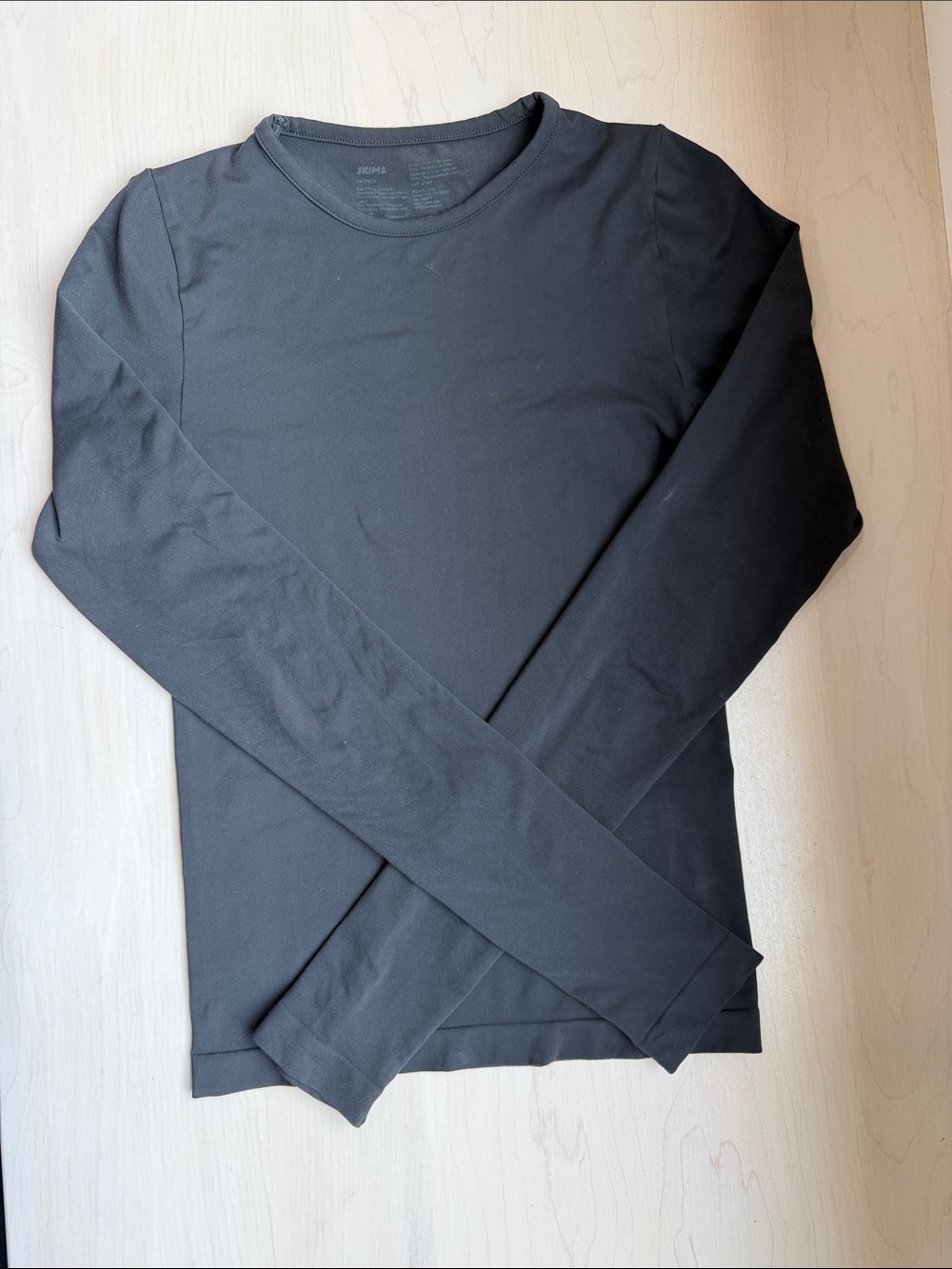 SKIMS Black Long Sleeve Crewneck Top